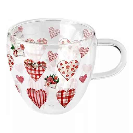 Lovely Hearts duplafalú borosilicate üvegcsésze 0,25l – Ambiente