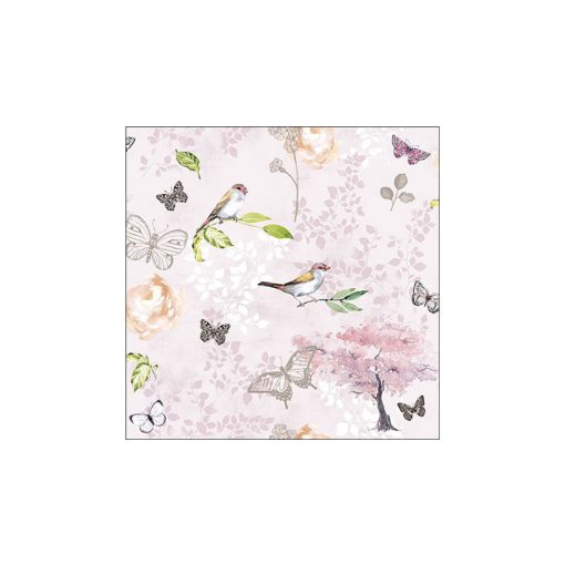 Birds and butterflies pink, papírszalvéta 33x33cm, 20db-os – Ambiente