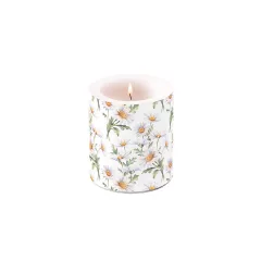   Beautiful daisies white átvilágítós gyertya 10x10cm – Ambiente