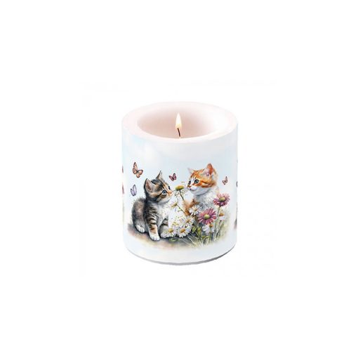 Kittens in flower field átvilágítós gyertya 10x10cm – Ambiente