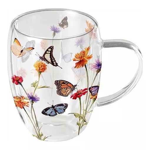 Butterfly garden white duplafalú borosilicate üvegbögre 0,35L – Ambiente