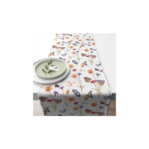 Butterfly garden white asztali futó 40x150cm, 100% pamut – Ambiente