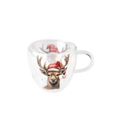   Deer with Santa hat white duplafalú borosilicate üvegcsésze 0,25L – Ambiente
