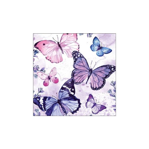 Fluttering butterflies purple papírszalvéta 33x33cm, 20db-os – Ambiente