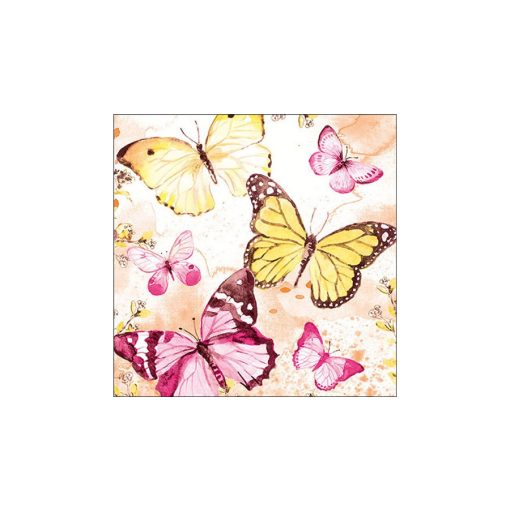 Fluttering butterflies pink papírszalvéta 33x33cm, 20db-os – Ambiente