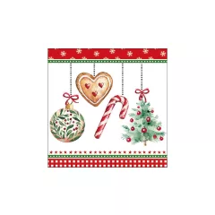   Ornaments on a cord white papírszalvéta 33x33cm, 20db-os – Ambiente