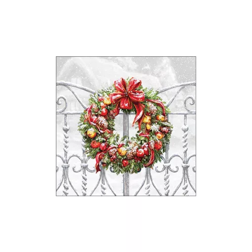Wreath on fence papírszalvéta 33x33cm, 20db-os – Ambiente