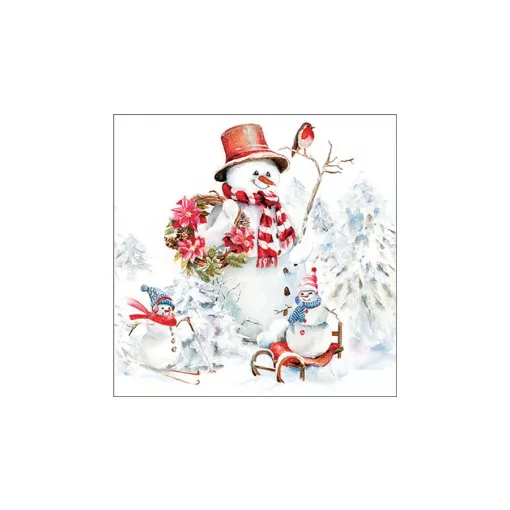 Sporty snowmen papírszalvéta 33x33cm, 20db-os – Ambiente
