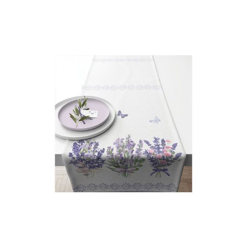 Lovely lavender white asztali futó 40x150cm, 100% pamut – Ambiente