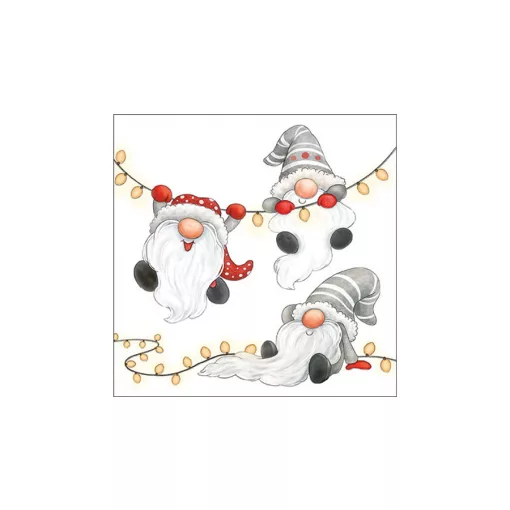 Gnomes on the light chain white papírszalvéta 33x33cm, 20db-os – Ambiente