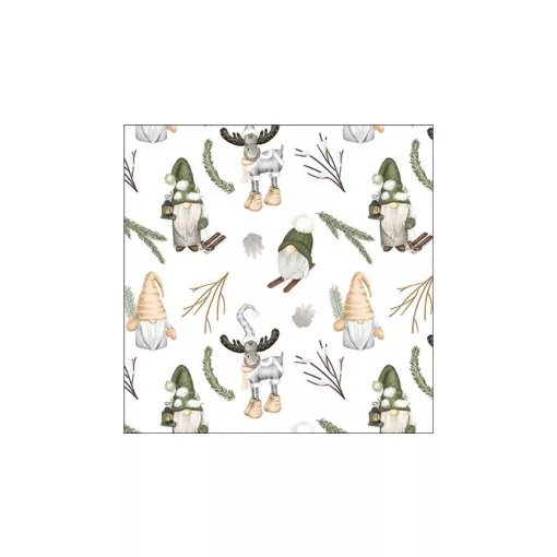 Forest gnomes white papírszalvéta 33x33cm, 20db-os – Ambiente