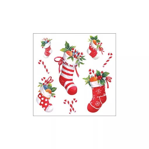 X-mas stockings white papírszalvéta 33x33cm, 20db-os – Ambiente