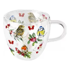   Birds in Winter duplafalú borosilicate üvegcsésze 0,25L – Ambiente