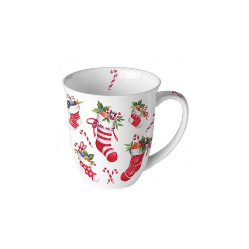 X-mas stockings white porcelánbögre 0,4l – Ambiente