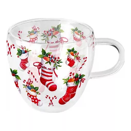 X-mas stockings white duplafalú borosilicate üvegcsésze 0,25l – Ambiente
