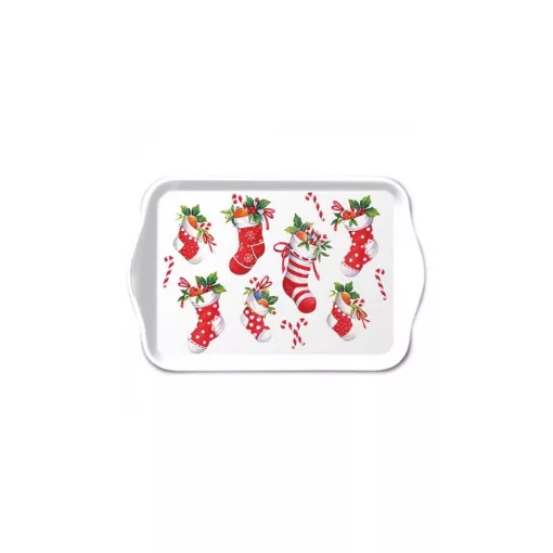 X-mas stockings white műanyag kistálca 13x21cm – Ambiente