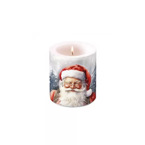 Happy Santa átvilágítós gyertya 10x10xcm – Ambiente