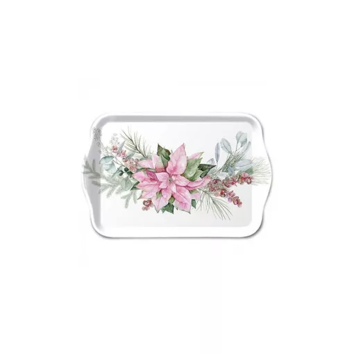 Pink poinsettia műanyag kistálca 13x21cm – Ambiente