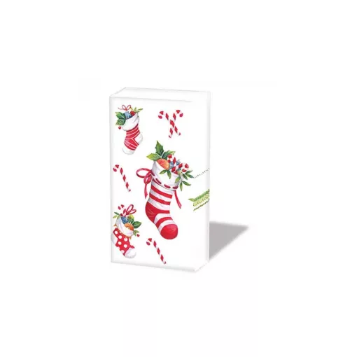 X-mas stockings white papírzsebkendő 10db-os – Ambiente