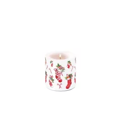   X-mas stockings white átvilágítós gyertya 8x7,5cm – Ambiente