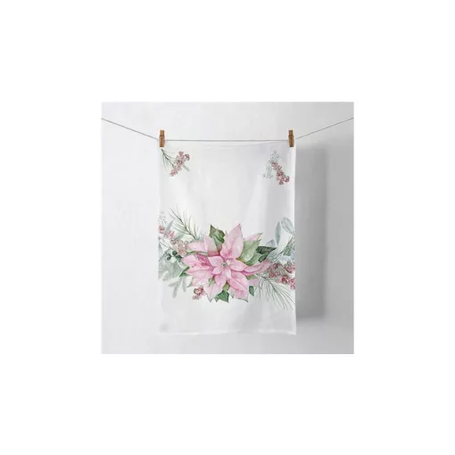 Pink poinsettia konyharuha 50x70cm, 100% pamut – Ambiente
