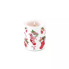   X-mas stockings white átvilágítós gyertya 10x10xcm – Ambiente