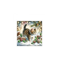   Cute cat in the snow papírszalvéta 25x25cm, 20db-os – Ambiente