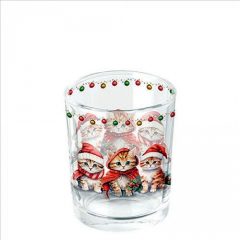 Ambiente Funny cute kittens üveg mécsestartó 5,5x6cm