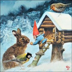  Ambiente Gnome feeding animals papírszalvéta 33x33cm, 20db-os