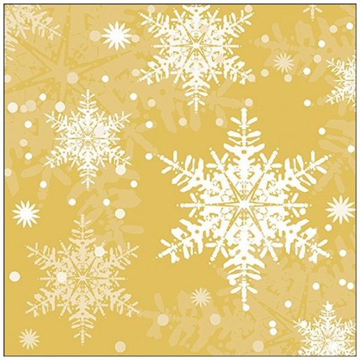 Ambiente Snowflakes gold papírszalvéta 33x33cm, 20db-os