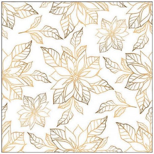 Ambiente Poinsettia outline gold papírszalvéta 33x33cm, 20db-os