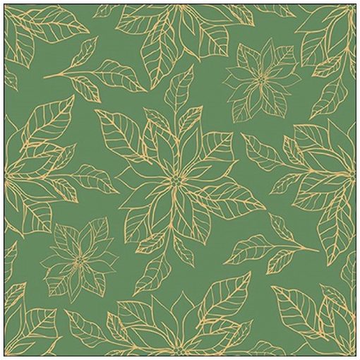 Ambiente Poinsettia outline green papírszalvéta 33x33cm, 20db-os