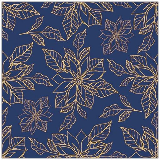 Ambiente Poinsettia outline blue papírszalvéta 33x33cm, 20db-os
