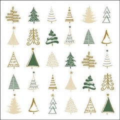   Ambiente Christmas tree doodles green papírszalvéta 33x33cm, 20db-os