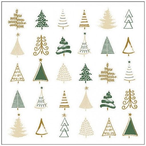 Ambiente Christmas tree doodles green papírszalvéta 33x33cm, 20db-os