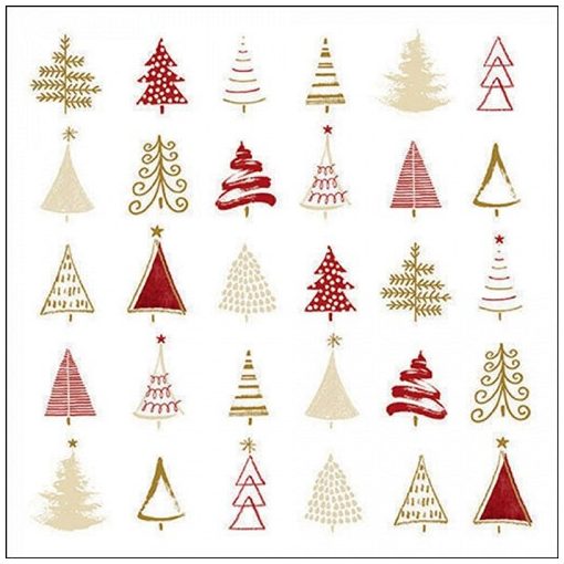 Ambiente Christmas tree doodles red papírszalvéta 33x33cm, 20db-os