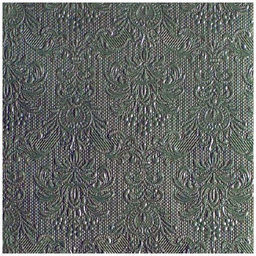Elegance dark green dombornyomott papírszalvéta 33x33cm, 15db-os