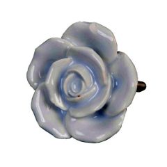 Ajtófogantyú 4,5cm, fehér rózsa, kerámia