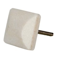 Ajtófogantyú szögletes, fehér kő, 3x3cm