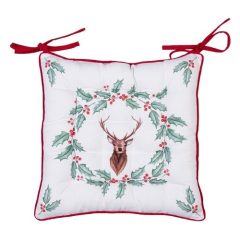 Székpárna 40x40cm, pamut, Holly Christmas