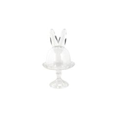   Üveg bonbonier nyuszifüles búrával 14x23cm – Clayre-Eef