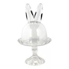   Üveg bonbonier nyuszifüles búrával 14x23cm – Clayre-Eef