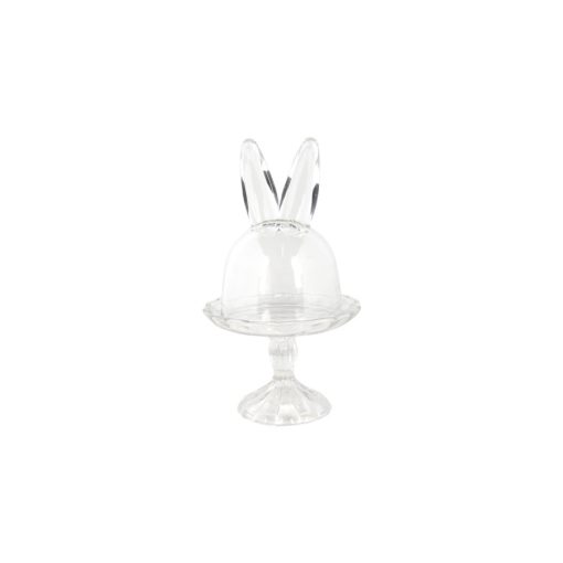 Üveg bonbonier nyuszifüles búrával 14x23cm – Clayre-Eef