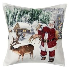   Clayre-Eef Textil párnahuzat 45x45cm, polyester, télapó állatokkal