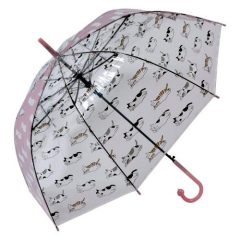 Esernyő 86x60cm, átlátszó-pink, macskás