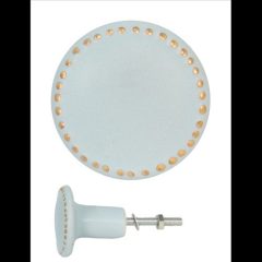   Ajtófogantyú kék színű- körben arany pöttyös 4x3cm, kerámia