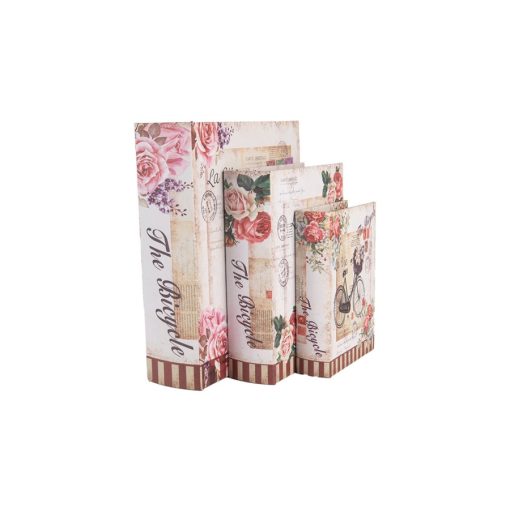 Rózsás-biciklis fadobozszett 3 részes, 27X22x7/22x17x6/17x12x4cm – Clayre-Eef