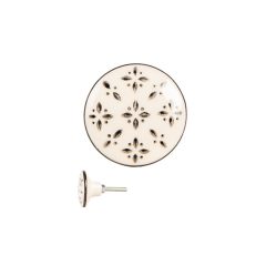   Bézs kerámia ajtógomb fekete mintával, 4x3cm – Clayre-Eef