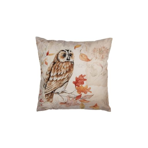 Textil párnahuzat 45x45cm, 100% polyester, bagoly őszi ágon – Clayre-Eef