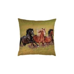   Textil párnahuzat 45x45cm, 100% polyester, vágtázó lovakkal – Clayre-Eef